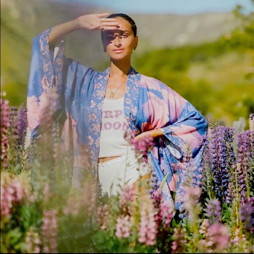 SOLD OUT Cosmic Galaxy Moon Boho Short Kimono Robe - Picture 8 of 11
